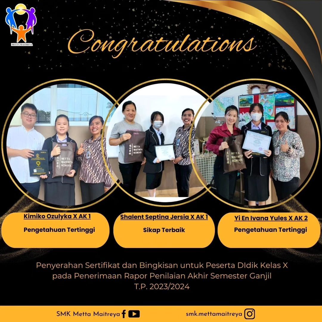 Penyerahan Sertifikat dan Bingkisan untuk Peserta Didik Kelas X pada Penerimaan Rapor Penilaian Akhir Semester Ganjil